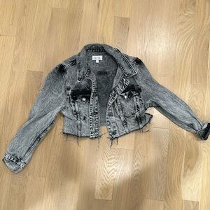 Frame very cropped washed gray jean jacket